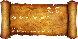 Kozári Dezső névjegykártya
